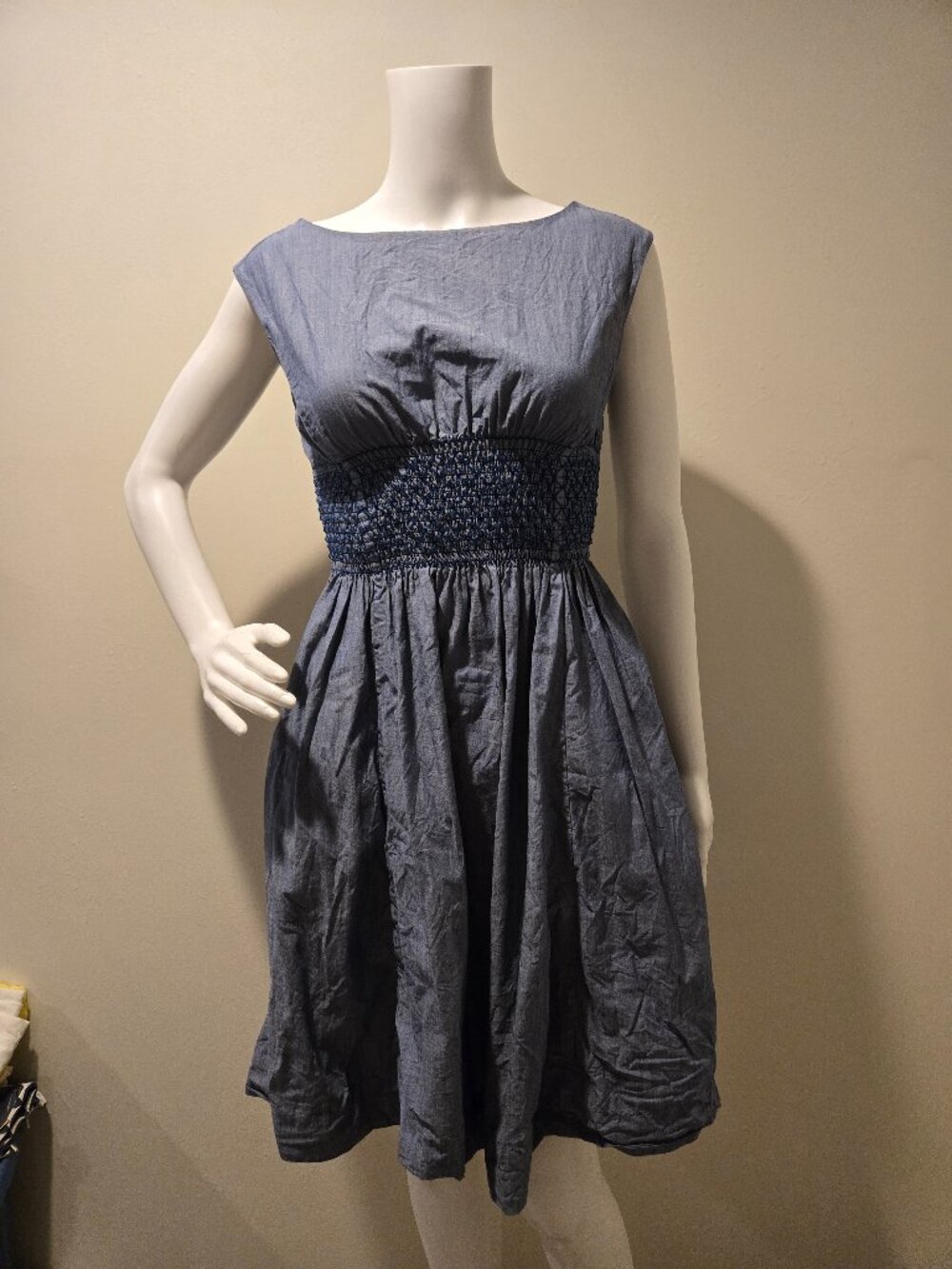 Kate Spade Blaire Chambray Smocked Dress Blue 00